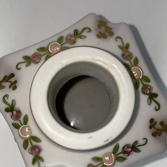 Norleans Japan Pink Porcelain Vanity Perfume Texture Bottle Hand Painted Floral - Picture 6 of 12